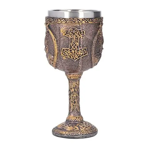 Produktbild: Nordischer Wikinger-Becher, Retro-Harz-Edelstahl-Bierbecher, Wikinger-Wein-Becher, Trinkgefäß, Cocktail-Becher, Kaffee-Trinkgeschenk für Cocktails, Whisky, Rotwein