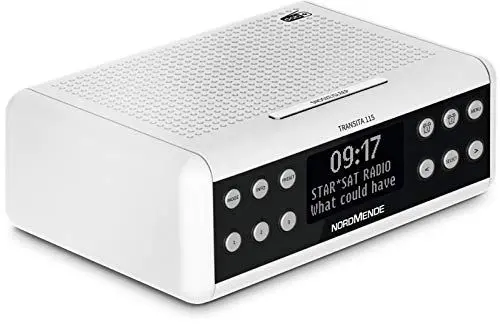 Produktbild: Nordmende Transita 115 – Digital-Radiowecker (DAB+/UKW Uhrenradio mit doppeltem Alarm, Sleep Timer, Snooze-Funktion, dimmbares OLED-Display mit Uhrzeit- und Infoanzeige, 3 Watt) weiß