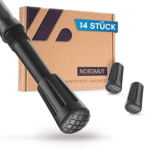 Produktbild: NORDMUT® Nordic Walking Stöcke Gummipuffer (14 Stück) Wanderstock Aufsätze für alle gängigen Trekkingstöcke | Walkingstöckepuffer Walking Pads für jedes Terrain (Asphalt)