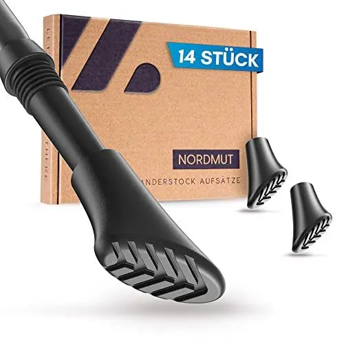 Produktbild: NORDMUT® Nordic Walking Stöcke Gummipuffer (14 Stück) Wanderstock Aufsätze für alle gängigen Trekkingstöcke | Walkingstöckepuffer Walking Pads für jedes Terrain (Asphalt + Kies)