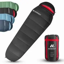 Produktbild: NORDMUT® Schlafsack Outdoor 4-Jahreszeiten (300 GSM) -4°C bis 6°C Schlafsack Kleines Packmaß - Sleeping Bag Camping, Trekking & Reisen