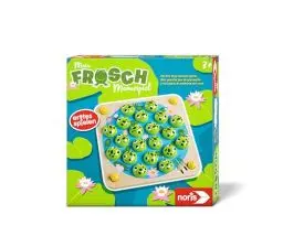 Produktbild: Noris 606012168 - Mein Frosch Memo-Spiel (Kinderspiel ab 3 Jahre) - Gedächtnisspiel mit Spielbrett & Fröschen aus Holz und 10 Motiv-Karten, Spielzeug für Kleinkinder & Kinder