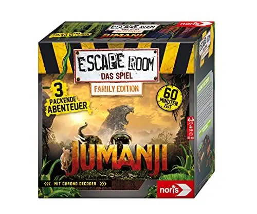 Produktbild: Noris 606101837 - Escape Room Jumanji (Family Edition) - Familien und Gesellschaftsspiel für Erwachsene und Kinder, inkl. 3 Fällen und Chrono Decoder, ab 10 Jahren