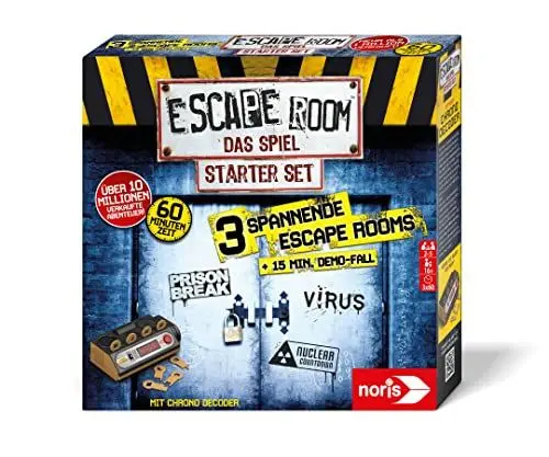 Produktbild: Noris 606102034 Escape Room Starter Set - Familien und Gesellschaftsspiel für Erwachsene, inkl. 3 Fällen, Turorial und Chrono Decoder, ab 16 Jahren