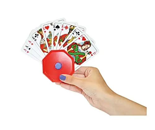 Produktbild: Noris 606154619 Spielkartenhalter aus Kunststoff - problemlos auffächern, halten und abstellen, ab 3 Jahren, Rot