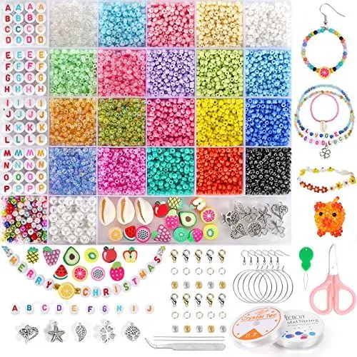Produktbild: NORSHY Perlen zum Auffädeln Rocailles Armbänder-Set - 9500 Stücke 3mm Glasperlen, Bunte Diy Armband Ketten Halsketten Schmuck Beads, Buchstaben Mini Perlen zum Kinde Selber Machen