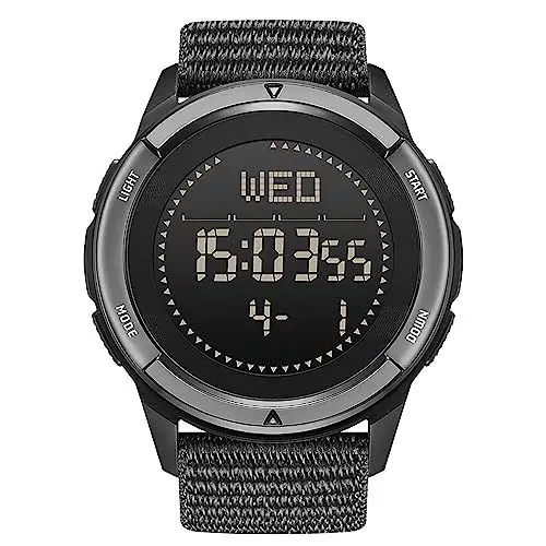 Produktbild: NORTH EDGE Militäruhr für Männer - Taktische Überlebensuhr, Digitale Sportuhr für Damen und Herren für Outdoor-Aktivitäten, mit Schrittzähler, Kompass, Kalorienzähler, robustes Nylonarmband in Schwarz