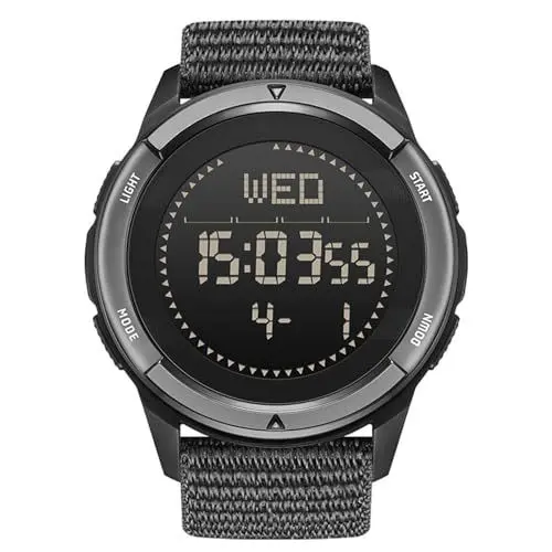 Produktbild: NORTH EDGE Militäruhr für Männer - Taktische Überlebensuhr, Digitale Armbanduhr für Herren und Damen für Sport & Outdoor, mit Schrittzähler, Kompass, Kalorienzähler, Robuster Nylon-Armband in Grün