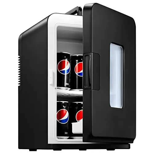 Produktbild: NORTHCLAN Mini Kühlschrank für Zimmer 15L, mit 220V AC/12V DC für den Auto- und Heimgebrauch, Tragbarer Kühl- und Heizkühlschrank Perfekt für Getränke, Kosmetik, Snacks, Max & Eco-Modus, Schwarz