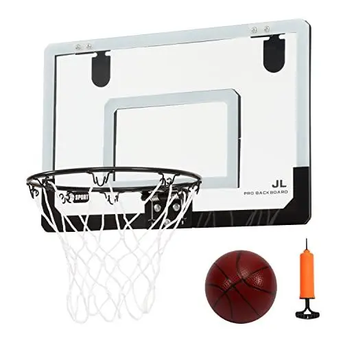 Produktbild: NORTHERN STONE Basketballkorb Set mit Ball und Pumpe zum Aufhängen über Haus, Büro oder Schlafzimmer Türen – Slam Dunk genehmigt – bruchsicher – Zubehör enthalten