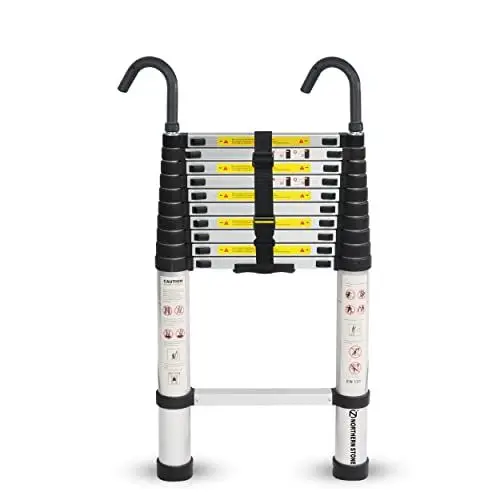 Produktbild: NORTHERN STONE Teleskopleiter 2,9 m Mehrzweck-Aluminium-Bodenleiter ausziehbar, zusammenklappbar und tragbar, max. Belastung 150 kg, verstellbare Stufe, EN131