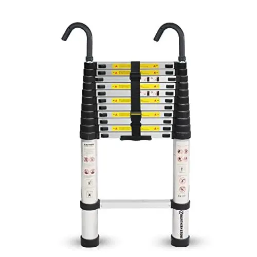 Produktbild: NORTHERN STONE Teleskopleiter 3.2 m Mehrzweck-Aluminium-Bodenleiter ausziehbar, zusammenklappbar und tragbar, max. Belastung 150 kg, verstellbare Stufe, EN131