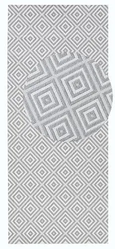Produktbild: NORTHRUGS In- und Outdoor Teppich Coin 80x200cm - Wetterfest Modern Plain Allover Unifarben Design Läufer für Balkon Terrasse Garten Wintergarten Wohnzimmerteppich Wasserfest in Grau