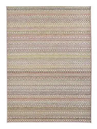 Produktbild: NORTHRUGS In- und Outdoor Teppich Pine 120x170cm - Flachgewebe Wetterfest Modernes Design für Balkon Terrasse Wintergarten Küche Esszimmer Badteppich Wohnzimmerteppich Wasserfest in Rosa Gold