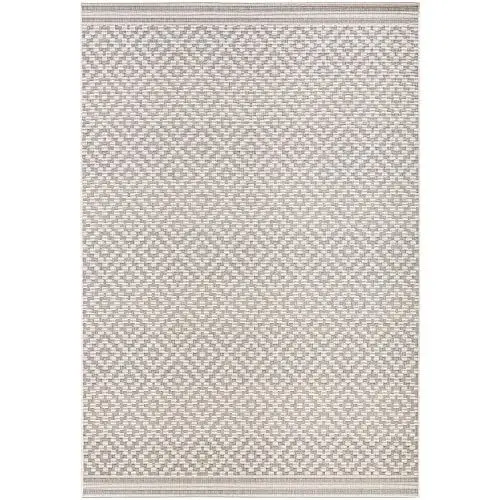 Produktbild: NORTHRUGS In- und Outdoor Teppich Raute 80x200cm - Wetterfest Modern Geometrisches Raute Muster Allover Design Läufer für Balkon Terrasse Garten Wintergarten Wohnzimmerteppich Wasserfest in Grau Creme