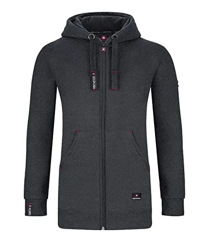 Produktbild: Northster Damen Sweatjacke Sportjacke Trainingsjacke Zip Hoodie Frauen Zipper Jacke Kapuze Freizeitjacke Kapuzenjacke Hooded Jacket Streetwear Baumwolle kuschelig bequem weich lässig grau M N373