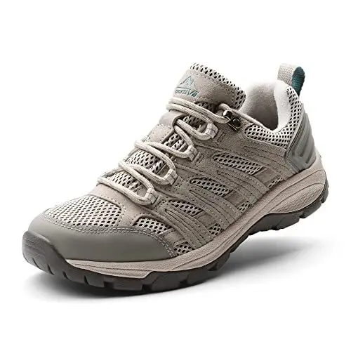 Produktbild: NORTIV 8 Damen Wanderschuhe rutschfest Outdoorschuhe Trekkingschuhe Atmungsaktiv Hiking Wanderhalbschuhe Wander Schuhe,Size 40,Hellgrau 1,SNHS222W