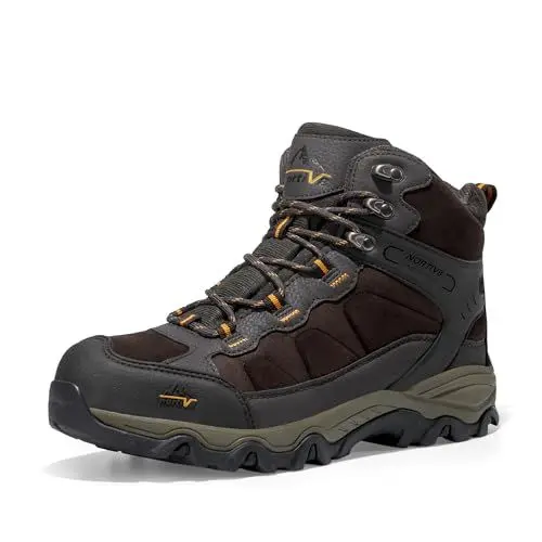 Produktbild: NORTIV 8 Herren Trekkingschuhe Wanderschuhe Outdoorschuhe Wanderstiefel Wasserdicht Hiking Boots Kletterschuhe Bergsteigen Klettern Wandern Schuhe BRAUN JS19004M Größe 47.5EU/13US