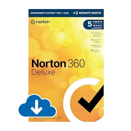 Produktbild: Norton 360 Deluxe 2025 | 5 Geräte | 15 Monate | Aktivierungscode per Email