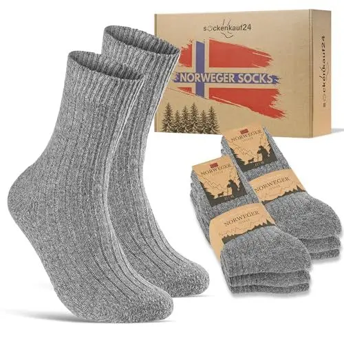 Produktbild: Norweger Socken Herren Wintersocken warme Wollsocken 6 Paar 20100 (Grau 43-46)
