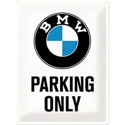 Produktbild: Nostalgic-Art Retro Blechschild, 30 x 40 cm, BMW – Parking Only White – Geschenk-Idee für BMW Accessoires Fans, Original Lizenzprodukt (OLP), aus Metall, Vintage Design, Blechschilder Sprüche