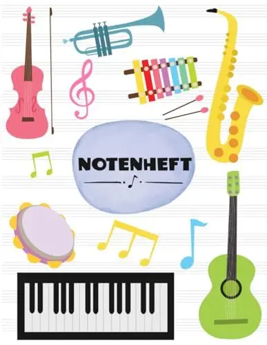 Produktbild: Notenheft A4 ohne Hilfslinien 100 Seiten 12 leere Notensysteme pro Seite: Notenbuch leer