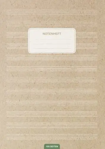 Produktbild: Notenheft: DIN A4 Notenlinienheft | 100 Seiten mit 12 Notenzeilen / Systeme pro Blatt | Papier 90g/m² | Musikheft mit Notenlinien
