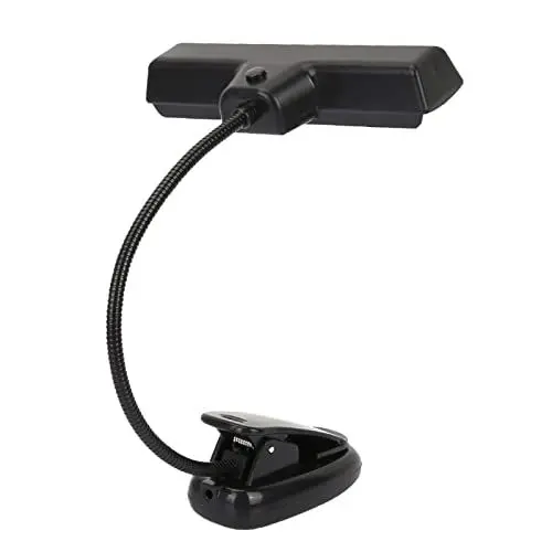 Produktbild: Notenständer-Klemmlampe, schwarzes Clip-on-Licht, Helligkeit einstellbar wiederaufladbare Aaa-Batterie USB-Aufladung für nächtliche Musikwiedergabe