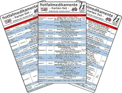Produktbild: Notfallmedikamente Karten-Set - Medizinische Taschen-Karte