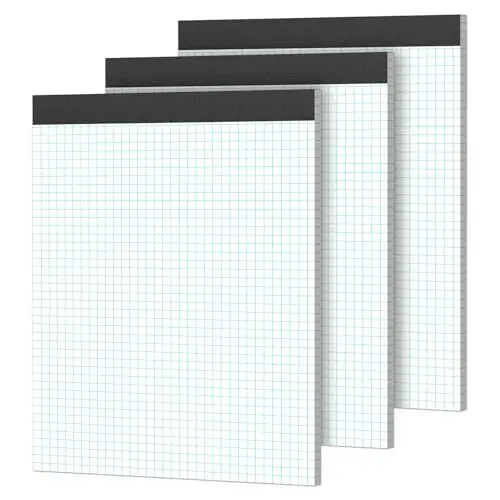 Produktbild: Notizblock Kariert A4 Notizblöcke, 3 Stück Millimeterpapier Block Notizzettel 21,6 x 30 cm Graphikblöcke Schreibblock 4x4 Kariert 70g/m² Rasterpapier Notizblock für Schule Papier Büro - 30 Blatt/Block