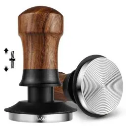 Produktbild: NOTSEK Tamper 51mm, 30lbs Anpressdruck Kaffee Tamper mit Ripple Base, Walnuss Druckregulierender Espresso Tamper, Kalibriert Feder belastet Tamper für 51mm Siebträger