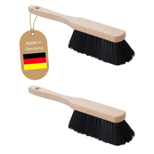 Produktbild: Novaliv 2er Set KUNSTBORSTEN Handfeger Holz Besen weiche Borsten schwarz - Schrankbesen Camping Handfeger Auto Besenbürste - Idealer Schneebesen Auto Hand Brush Handbesen Holz Handkehrer