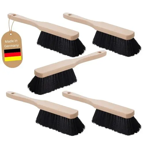 Produktbild: Novaliv 5X KUNSTBORSTEN Handfeger Holz Besen weiche Borsten schwarz - Schrankbesen Camping Handfeger Auto Besenbürste - Idealer Schneebesen Auto Hand Brush Handbesen Holz Kehrblechbesen