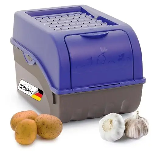 Produktbild: Novaliv Kartoffel Aufbewahrungsbox | mittel 5L | Marine BLAU | Kartoffelbox | Gemüsebox stapelbar Zwiebelbox Kartoffelkorb Obstbehälter Kartoffelkiste Zwiebel Aufbewahrung Frischhaltedose Möhren