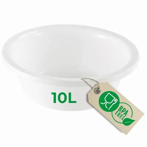 Produktbild: Novaliv Spülschüssel Rund 10L, D40 cm, Weiß, BPA-frei Spülmaschinenfest Ideal für Küche und Camping, Rundschüssel, Große Plastikschüssel, Waschschüssel, Kunststoffschüssel, Teigschüssel