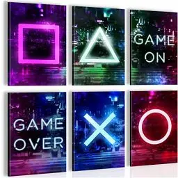 Produktbild: Novart Wandbilder Set Spielkonsole Gamer - KOMPLETT AUFHÄNGFERTIG - Made in Germany - Moderne Bilder Kinderzimmer Junge Teenager - N021364a