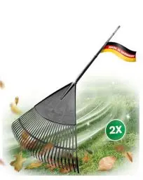 Produktbild: Novatool Laubbesen mit 4tlg Steck- und Schraubstiel, Laubfeger mit 30 Kunststoff-Zinken, Rechen Arbeitsbreite 75cm, Laubrechen XXL, Gartenbesen, Rasenrechen, Harke, Landschaftsbesen XXL