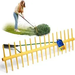 Produktbild: Novatool 2er Set Heurechen-Kopf mit 16 doppelseitigen Zinken, Arbeitsbreite 64 cm, Rechen aus Kunststoff und Metall, Gartenrechen, Heusammler, Rasenrechen, Gartengerät ohne Stiel, Gelb