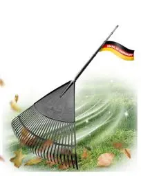 Produktbild: Novatool 4X Laubbesen mit 4tlg Steck- & Schraubstiel, Laubfeger mit 30 Kunststoff-Zinken, Rechen Arbeitsbreite 75cm, Laubrechen, Gartenbesen, Rasenrechen, Harke, Landschaftsbesen, Gartengerät Schwarz