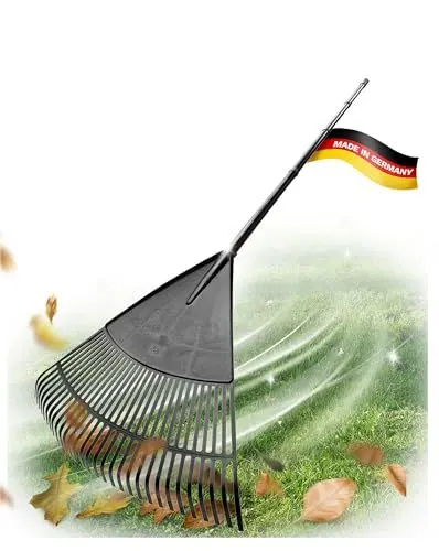 Produktbild: Novatool 4X Laubbesen mit 4tlg Steck- & Schraubstiel, Laubfeger mit 30 Kunststoff-Zinken, Rechen Arbeitsbreite 75cm, Laubrechen, Gartenbesen, Rasenrechen, Harke, Landschaftsbesen, Gartengerät Schwarz