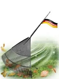 Produktbild: Novatool Laubbesen mit 4tlg Steck- und Schraubstiel, Laubfeger mit 30 Kunststoff-Zinken, Rechen Arbeitsbreite 75cm, Laubrechen, Gartenbesen, Rasenrechen, Harke, Landschaftsbesen, Gartengerät Schwarz