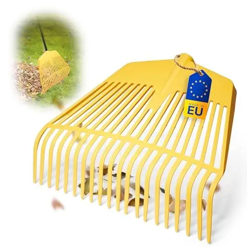 Produktbild: Novatool Laubbesenkopf, 2 in 1 Kombigerät, Laubbesen und Laubgabel mit 26 Kunststoff-Zinken, Arbeitsbreite 60cm, Laubrechen, Gartenbesen, Rasenrechen, Harke für Gartenabfall, Gartengerät ohne Stiel