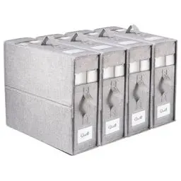 Produktbild: Novelfun 4 Stück Faltbares Aufbewahrungstasche für Bettlaken, Grau Bettwäsche Organizer Aufbewahrungsbox für Queen-Size oder King-Size Bettlaken Bettwäsche Decken Bettdecken