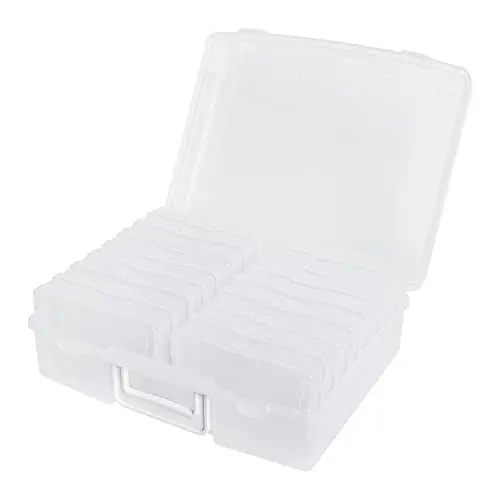 Produktbild: Novelinks Fotoaufbewahrungsbox mit 16 einzelnen Fotoschachteln, für Werkzeuge, Bastelarbeiten, Fotos, 36x28x13cm (Transparent)
