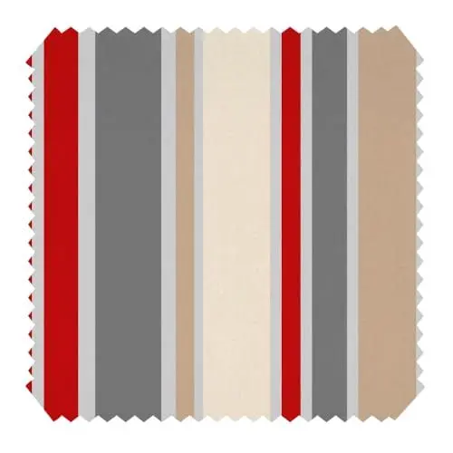 Produktbild: novely® OXFORD 210D | 1 lfm | Polsterstoff Bedruckt Outdoor Dekostoff Wasserabweisend Reißfest | Streifen Rot/Beige/Grau