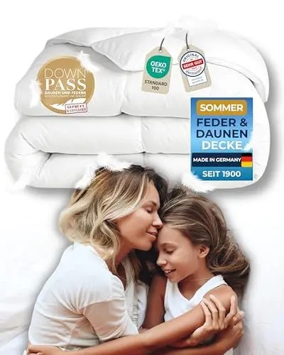 Produktbild: nøvera® Feder- und Daunendecke 135x200 - Made in Germany | Traumhaft flauschig mit 100% Federn & Daunen | Bettdecke 135x200 - Allergiker geeignet | Daunenbettdecke | Sommerdecke | Federbett | Oeko-Tex