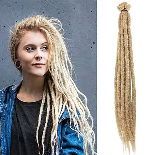 Produktbild: Noverlife 10PCS 50cm Blond Dreadlock-Erweiterungen, Einseitig Gehäkelte Synthetische Dreadlocks Zubehör, Jamaika Punk Hip-Hop Reggae Hair Braiding Perücken Faux Locs für Mode Männer Frauen
