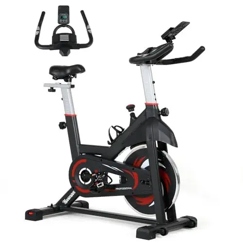 Produktbild: Novonova Ergometer Heimtrainer Hometrainer Fahrrad, Indoor Cycling Bike mit LCD-Monitor, Pulsmesser, Flaschenhalter, 120kg Belastbar, NV-7605