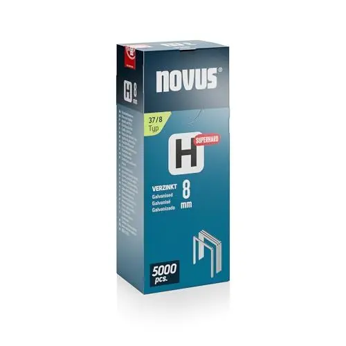 Produktbild: Novus Feindrahtklammern H Typ 37 8 mm (Rückenbreite: 10,6 mm, Drahtbreite: 0,75 mm, 5.000 Stück, Härtegrad superhart, Material: verzinkter Stahldraht) 042-0771