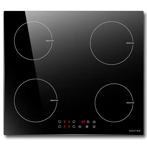 Produktbild: NOXTON Induktionskochfeld 60 cm, 6400W, 220-240V Autarkes Induktionskochfeld 4 Platten Enibau Touch-Bedienung, 9 Heizstufen, 1-99Min Timer, Kindersicherung, Automatische Abschaltung, Kein Stecker
